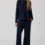 Brushed Boucle Long Sleeve Top - Indigo