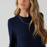 Brushed Boucle Long Sleeve Top - Indigo