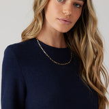 Brushed Boucle Long Sleeve Top - Indigo