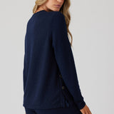 Brushed Boucle Long Sleeve Top - Indigo