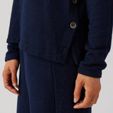 Brushed Boucle Long Sleeve Top - Indigo