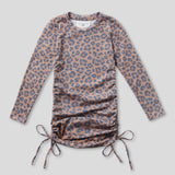 Kids Leopard Long Sleeve Ruched Dress
