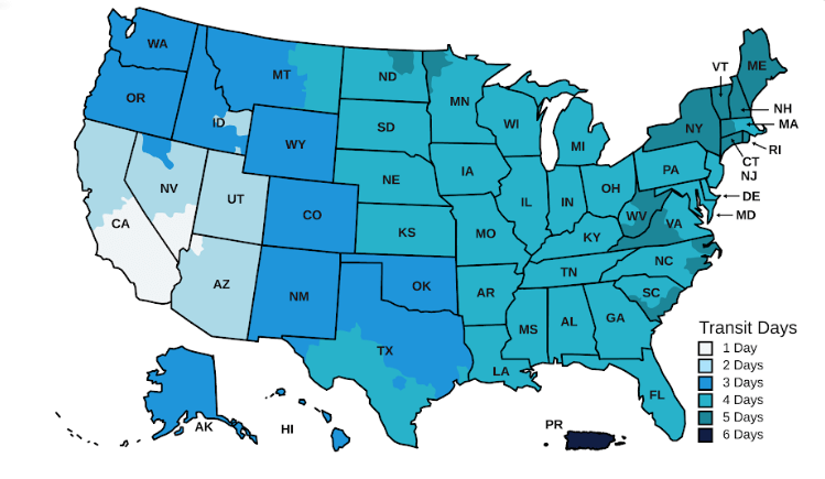 SHIPPING & RETURNS MAP