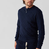 Quilted Long Sleeve Henley Pullover